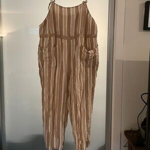 Madewell XL beige stripped overalls